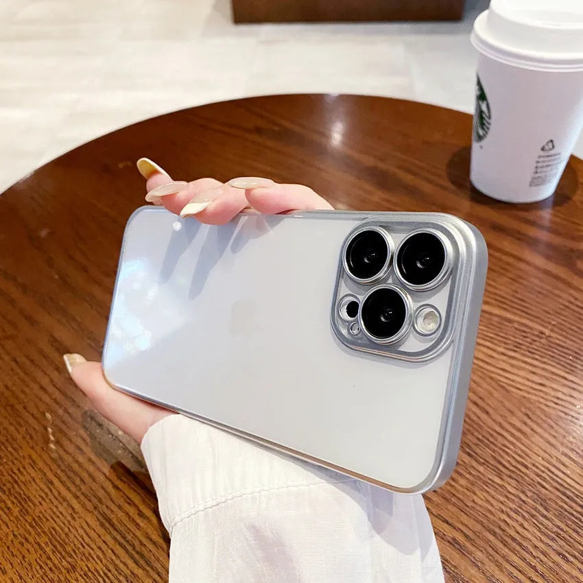 PC electroplated frosted edge phone case for iPhone in original machine grey with all-inclusive protection