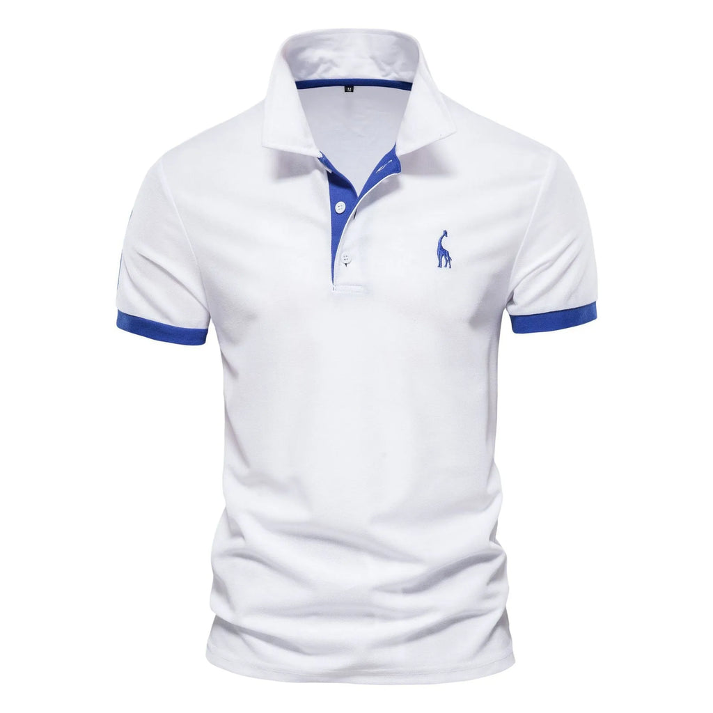 Men's slim-fit deer embroidered short sleeve T-shirt in a cotton blend fabric