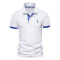 Men's slim-fit deer embroidered short sleeve T-shirt in a cotton blend fabric
