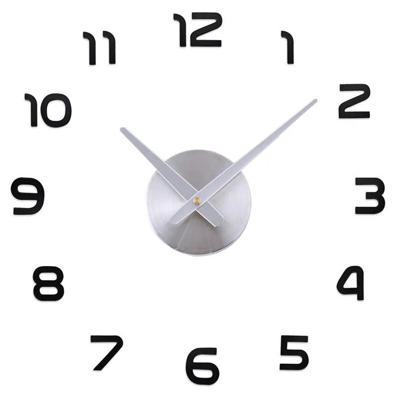 Silver round acrylic wall clock, single-sided, for living room, bedroom, study, office, and public places