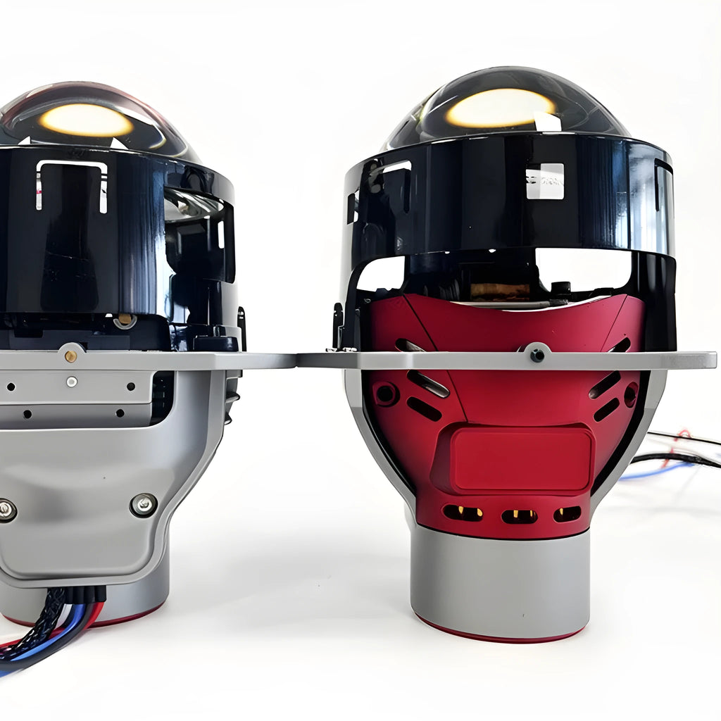 Intelligent follow up steering headlights with aviation aluminium housing and three inch glass lenses