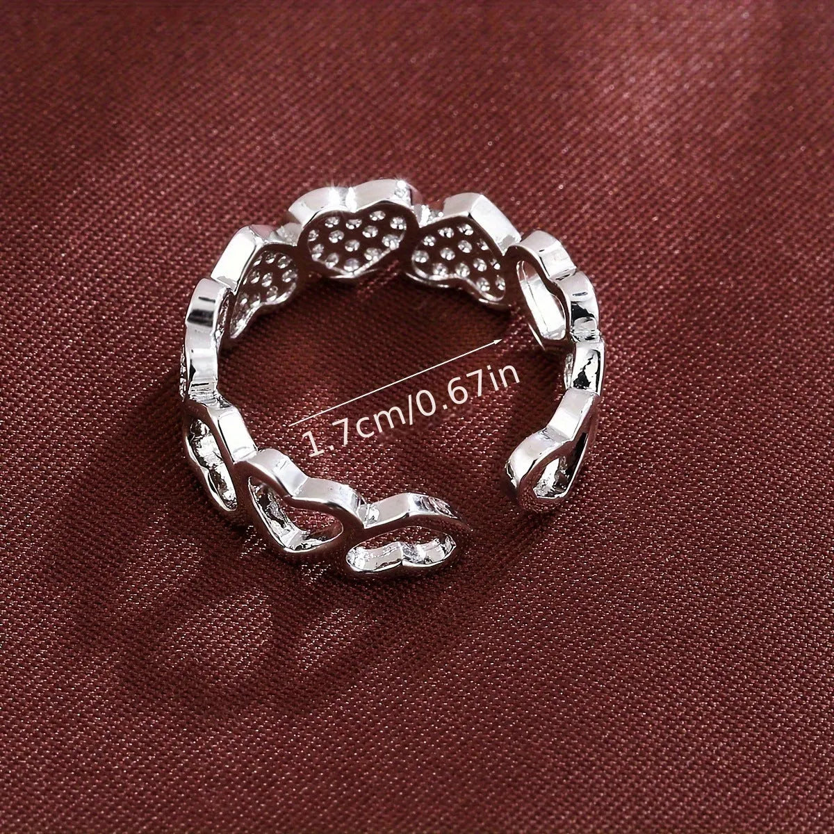 Adjustable couples ring in gold or silver with geometric love heart design
