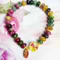 Colourful tourmaline abacus beads jade bracelet for women with artificial crystal beads