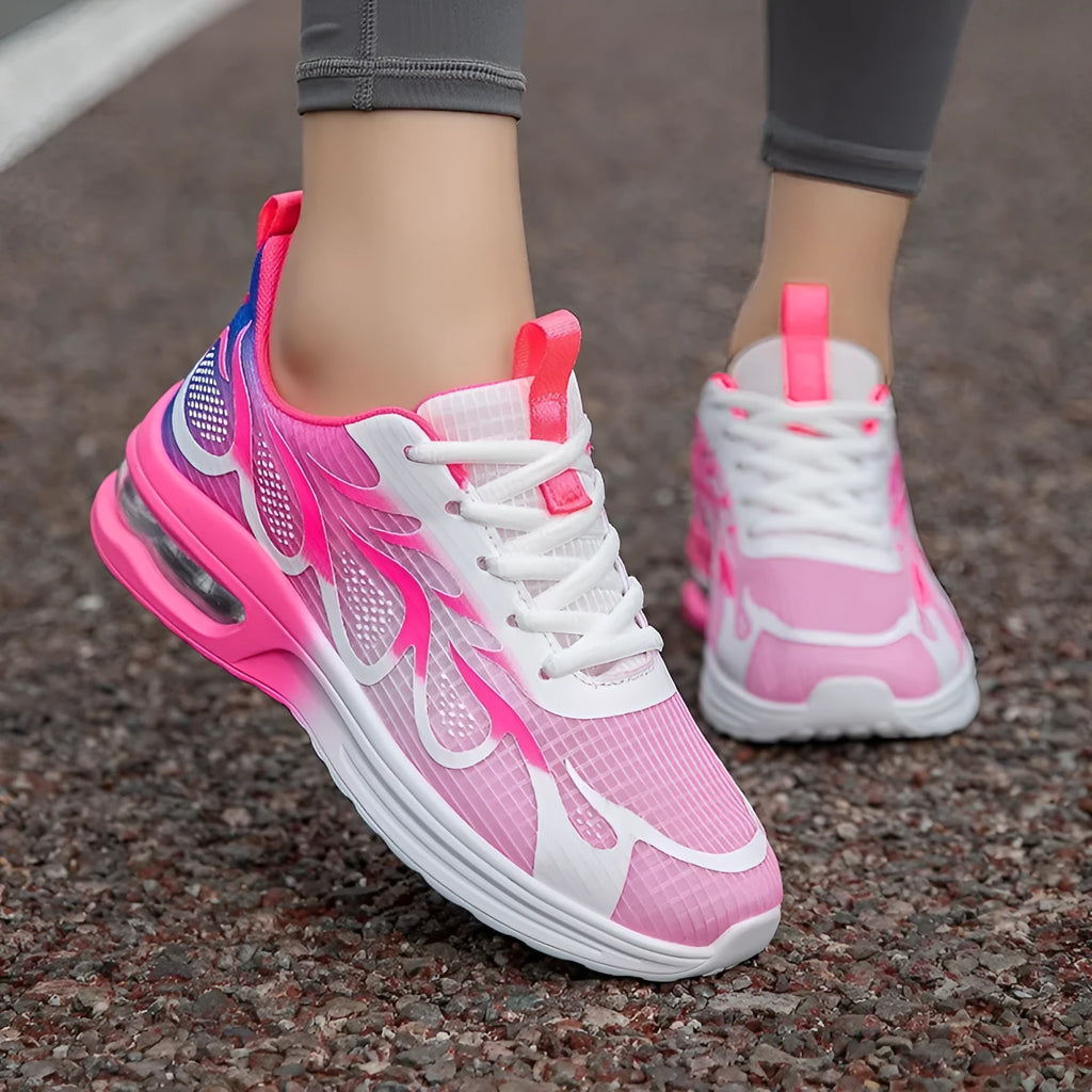 Women's mesh casual sneakers in pink, plum red, or moonlight colour with PU sole