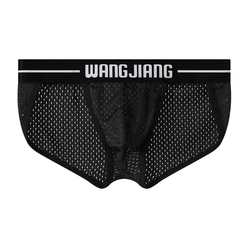 Men's ice silk mesh triangle underwear in solid colours with quick-drying breathable design