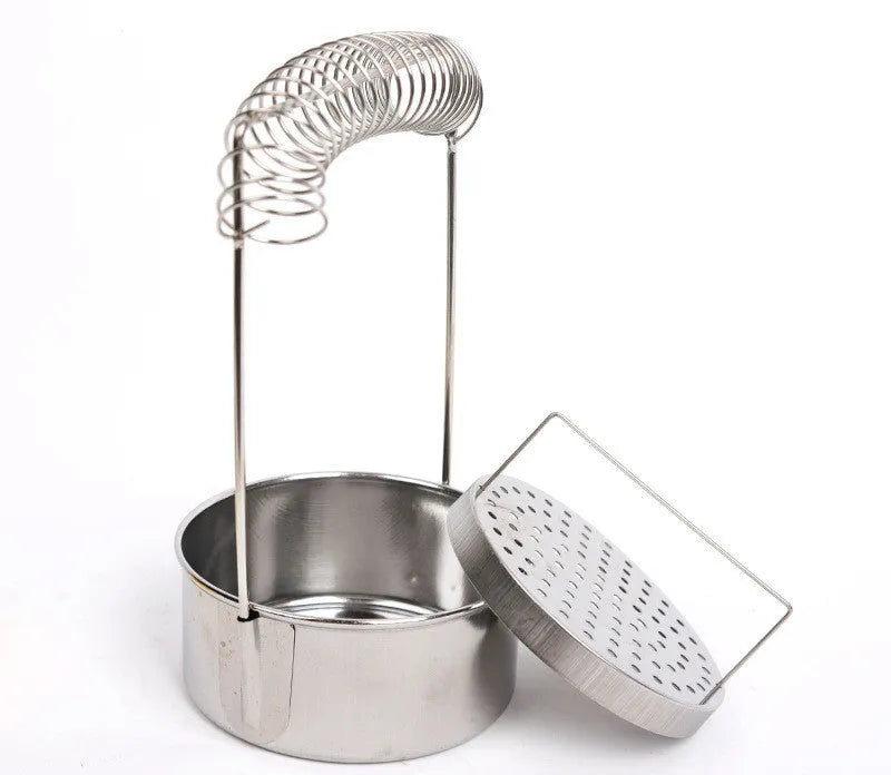 Silver stainless steel oil painting brush cleaning tank with spring clamp and leaking plugs
