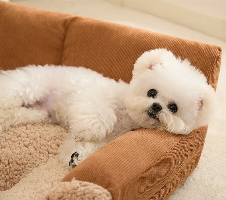 Removable cover pet bed in three sizes for small and medium dogs and cats with non-slip bottom