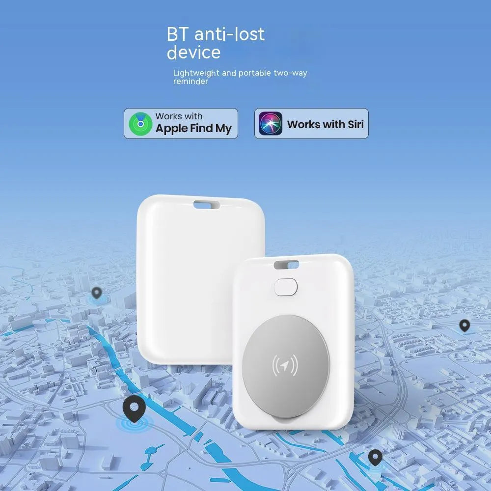 White ABS pet tracking device compatible with Apple products for dog or cat location monitoring