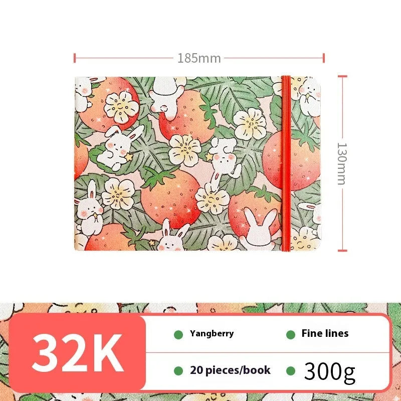 Feiluniao handmade fabric watercolour sketchbook with decorative cover, 185mm long.
