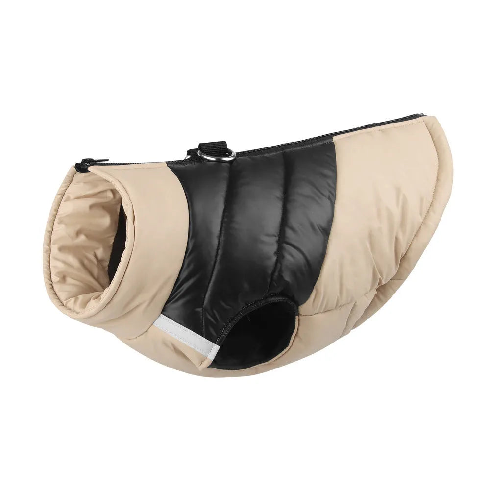 Waterproof padded dog winter coat with front zipper in multiple colours for small to large dogs
