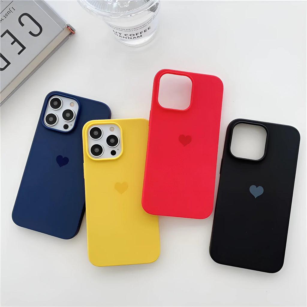 Little Love frosted TPU phone case with love pattern in Antique White, Black, Blue for iPhone models