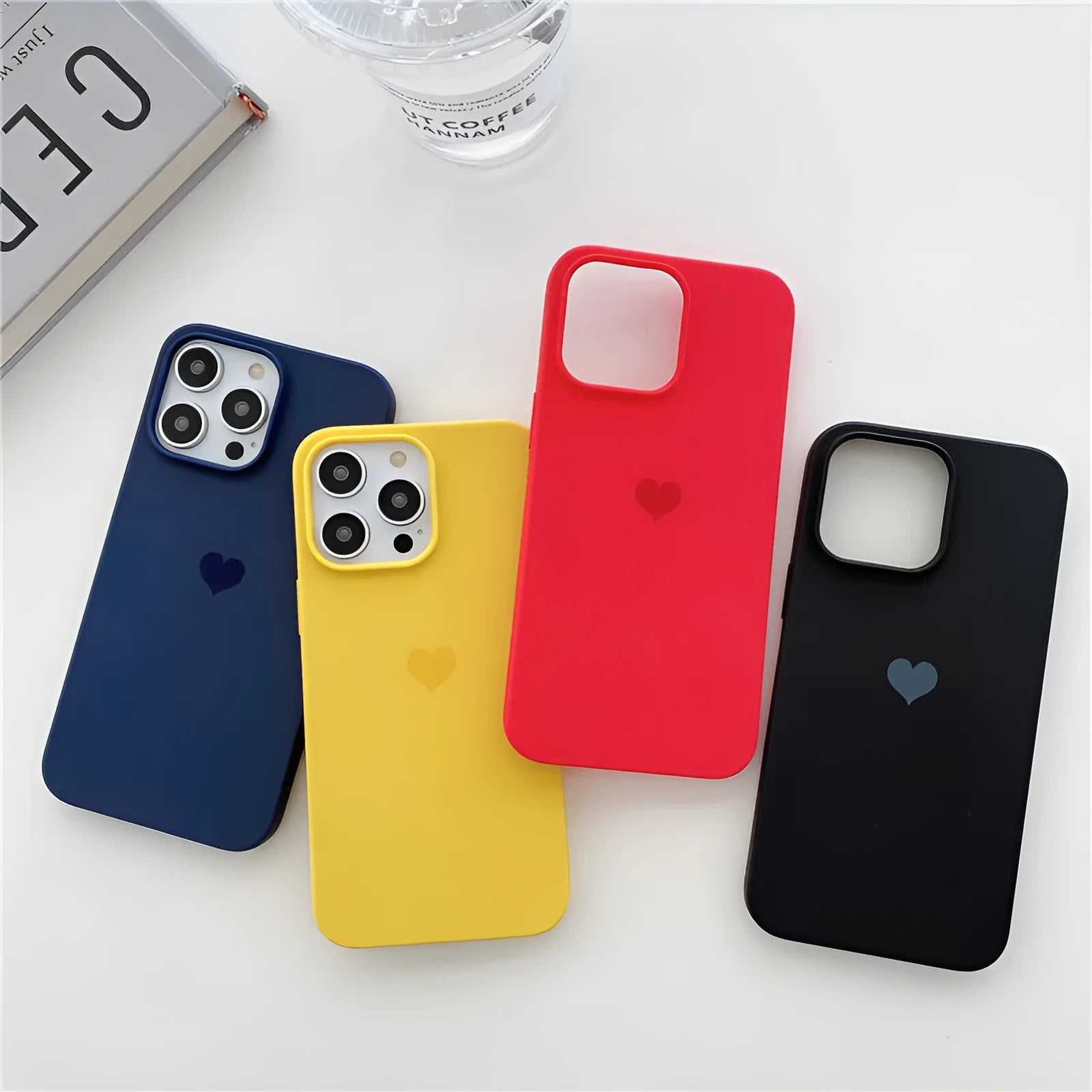 Little Love frosted TPU phone case with love pattern in Antique White, Black, Blue for iPhone models