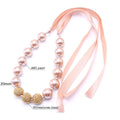 Pink children's necklace with 36cm round bead chain, 20mm beads and 10cm extension chain