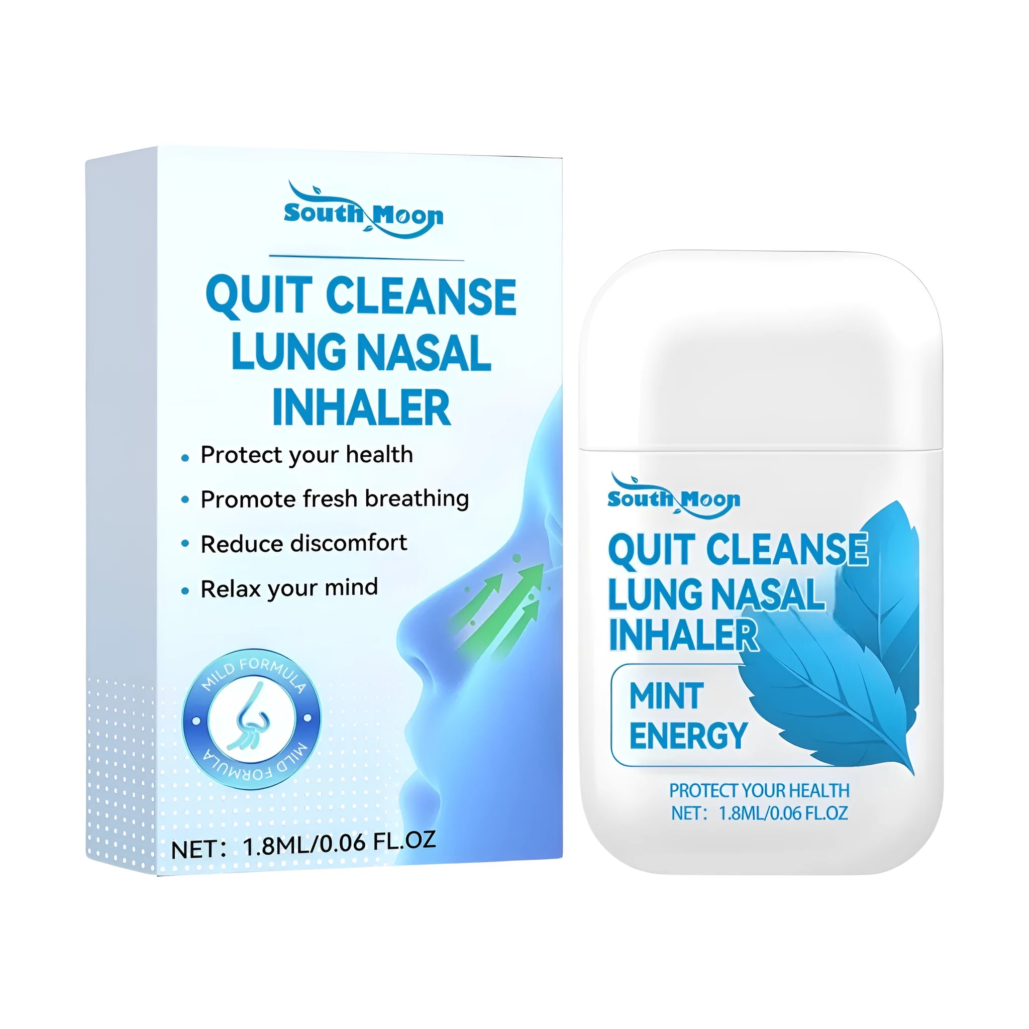 Quit Cleanse Lung nasal inhaler unit with 1.8 ml herbal and menthol formulation