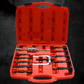 16-piece alloy and plastic inner bearing puller set with slip hammer stripping attachment for automobile repair, model BL1039