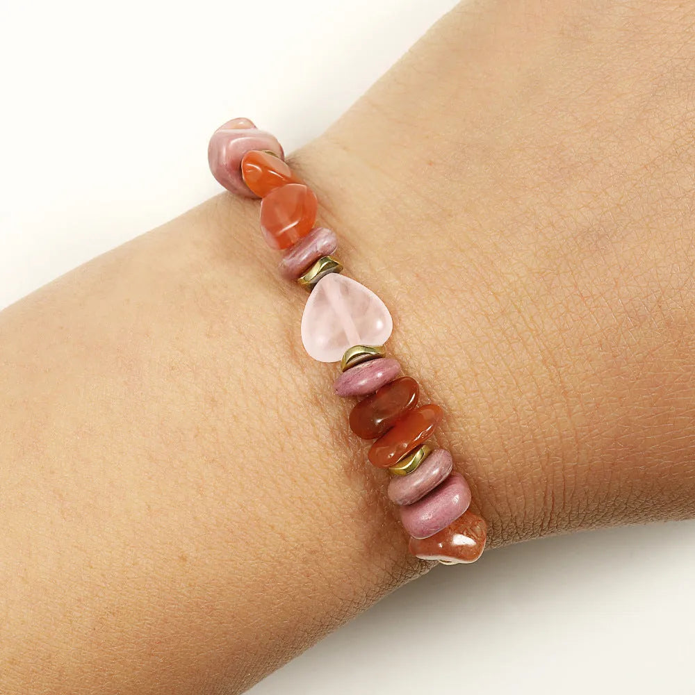 Handmade geometric stone beaded bracelet for women showing textured beads and contemporary design