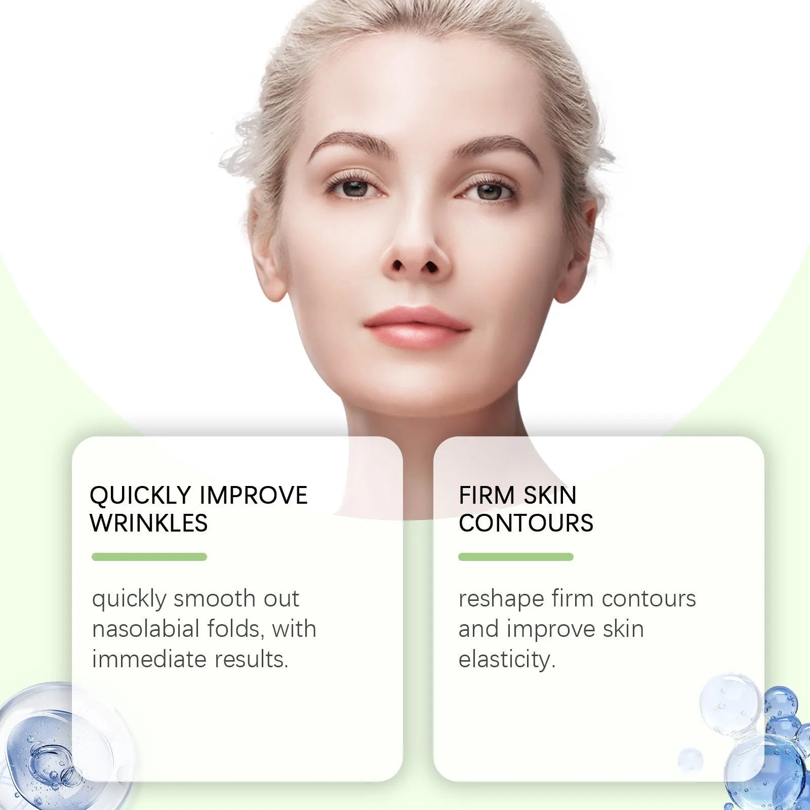 Two collagen and hyaluronic acid facial patches for skin firming care