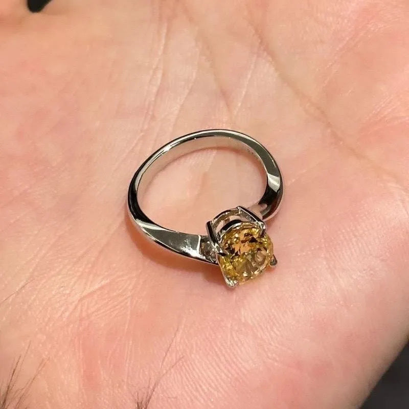 Women's copper ring with yellow rock sugar colour finish showing Seiko treatment