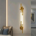 Nordic strip wall lamp in black or gold with single or double head, 220V, for bedroom or living room wall