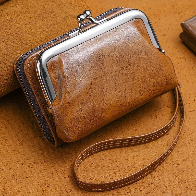 Ladies' 4-inch buckle coin purse with metal clip closure in various colours