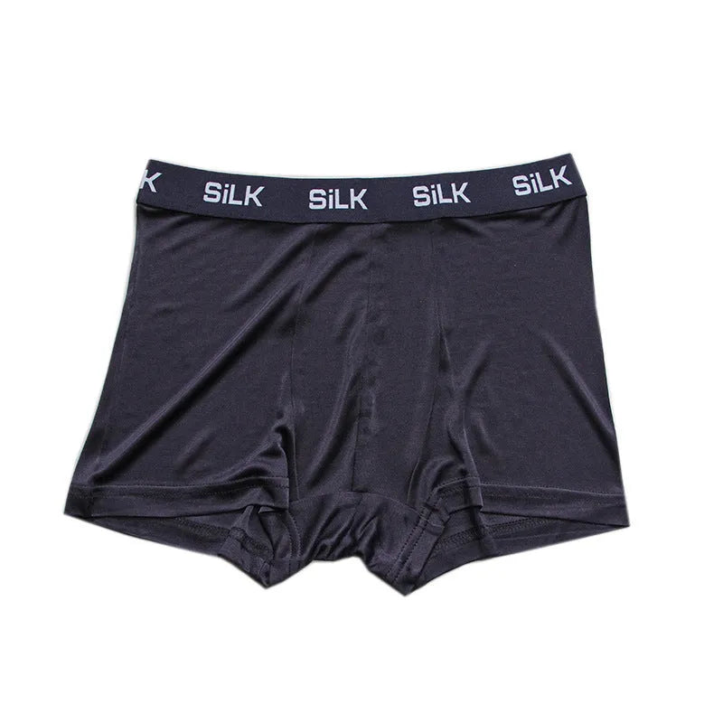 Men's silk loose fit shorts in navy blue, silver grey, or skin colour