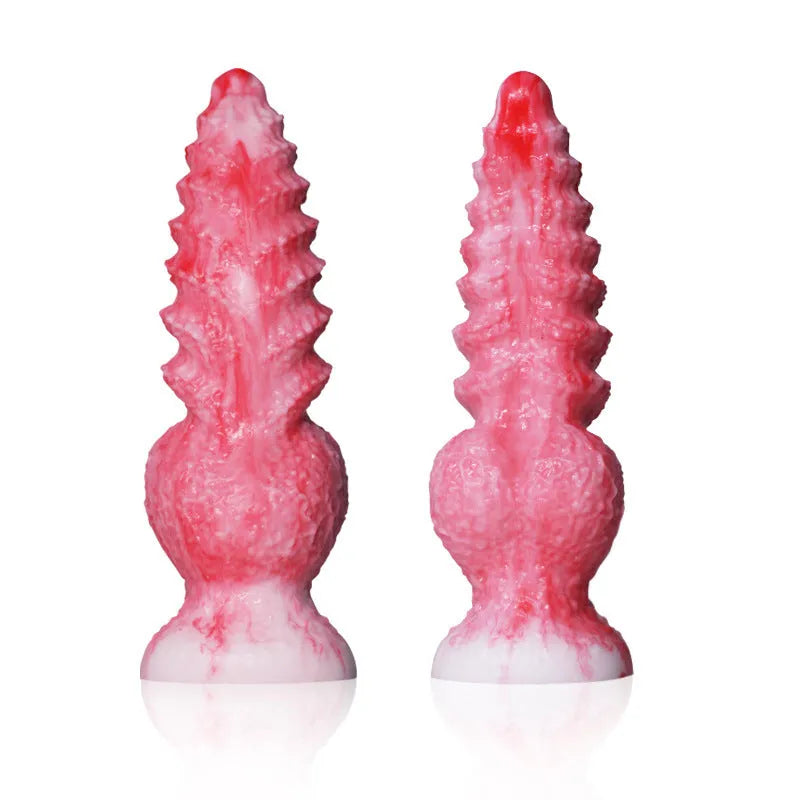 Pink shaped penis women's masturbation device in platinum silicone with Berserker S and M size options