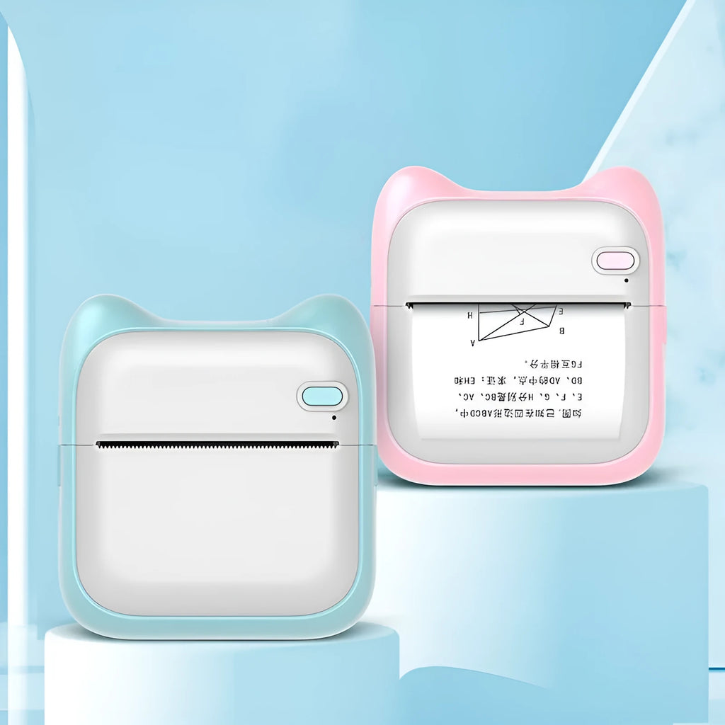 Pocket thermal printer in blue with 57x30mm thermal paper roll, 90x45x82mm size, Bluetooth 4.0, 200dpi