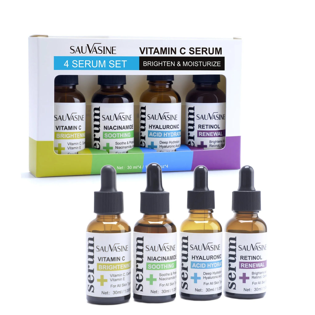 Vitamin C skincare 4-piece set with four 30ml bottles of facial essence products