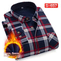 Men's fleece lined padded shirt long sleeve autumn winter warm middle-aged cardigan in double-sided velvet fabric