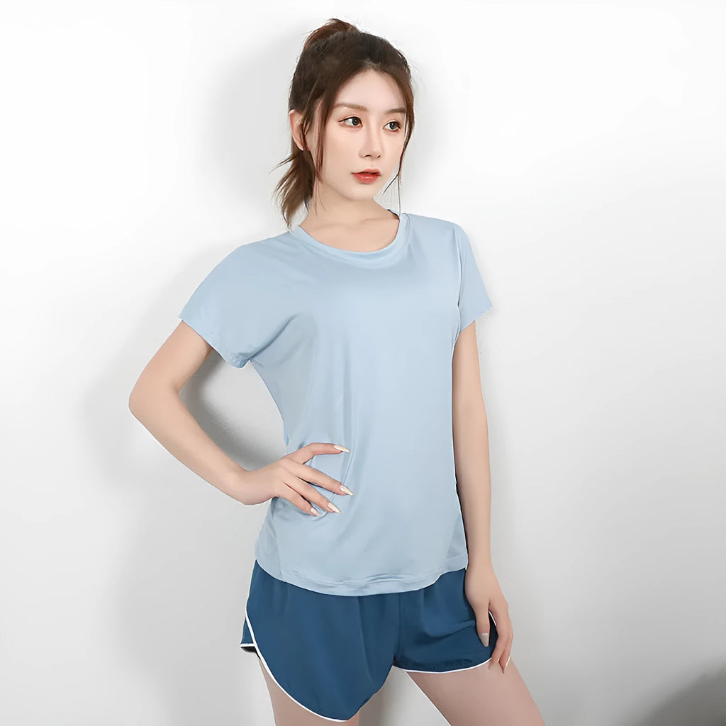 Women's short sleeve sports T-shirt in polyester available in multiple colours for athletic activities