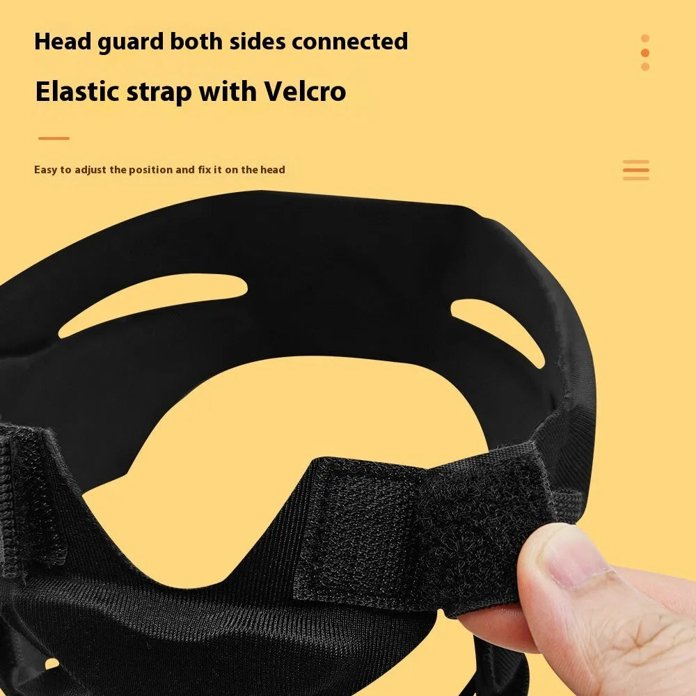 Adult black head protection belt for goalkeepers and rugby sports, 28.4 x 13.2 x 3.6cm