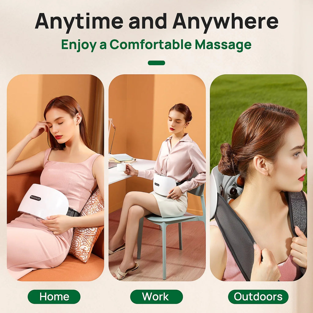 Smart Bian Stone Abdominal Massager with heat and light wave therapy, white finish, with auto kneading feature