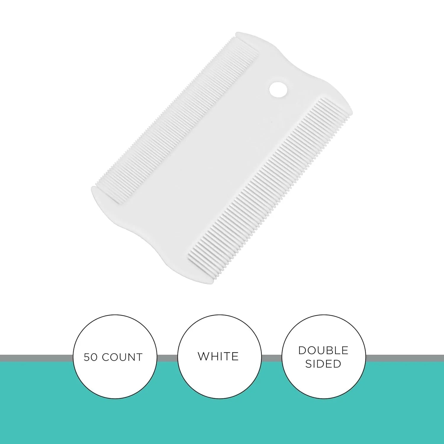 Double-sided plastic flea comb for pets showing dense teeth and 0.85cm width