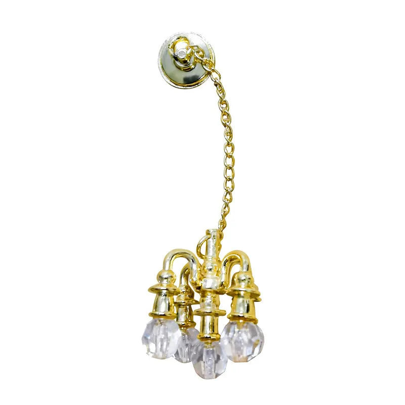 Miniature gold and silver metal retro ceiling light decoration for photography props.