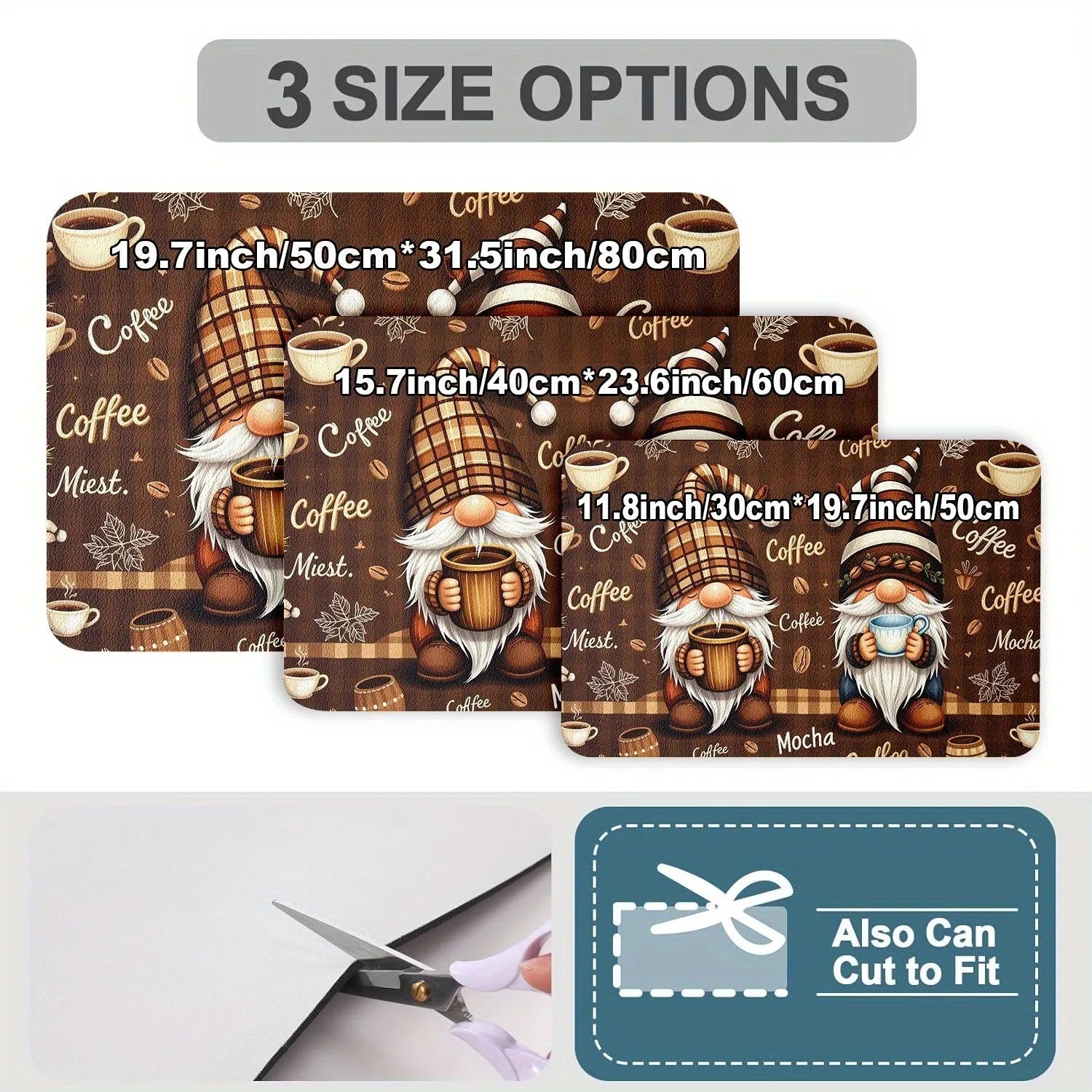 Kitchen countertop letter coffee maker water draining pad in PVC, square shape, K Coffee Time colour, modern simplicity style