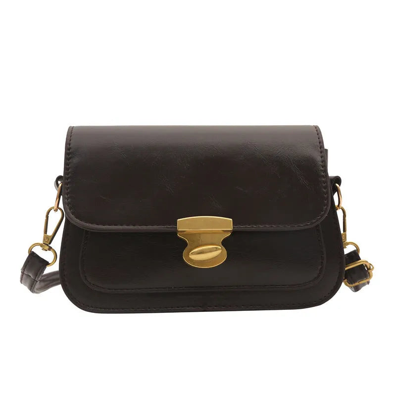 Retro square handbag in soft PU leather with horizontal suitcase shape design