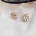 Korean style pineapple starfish pearl drop earrings in electroplated alloy with artificial gem inlay
