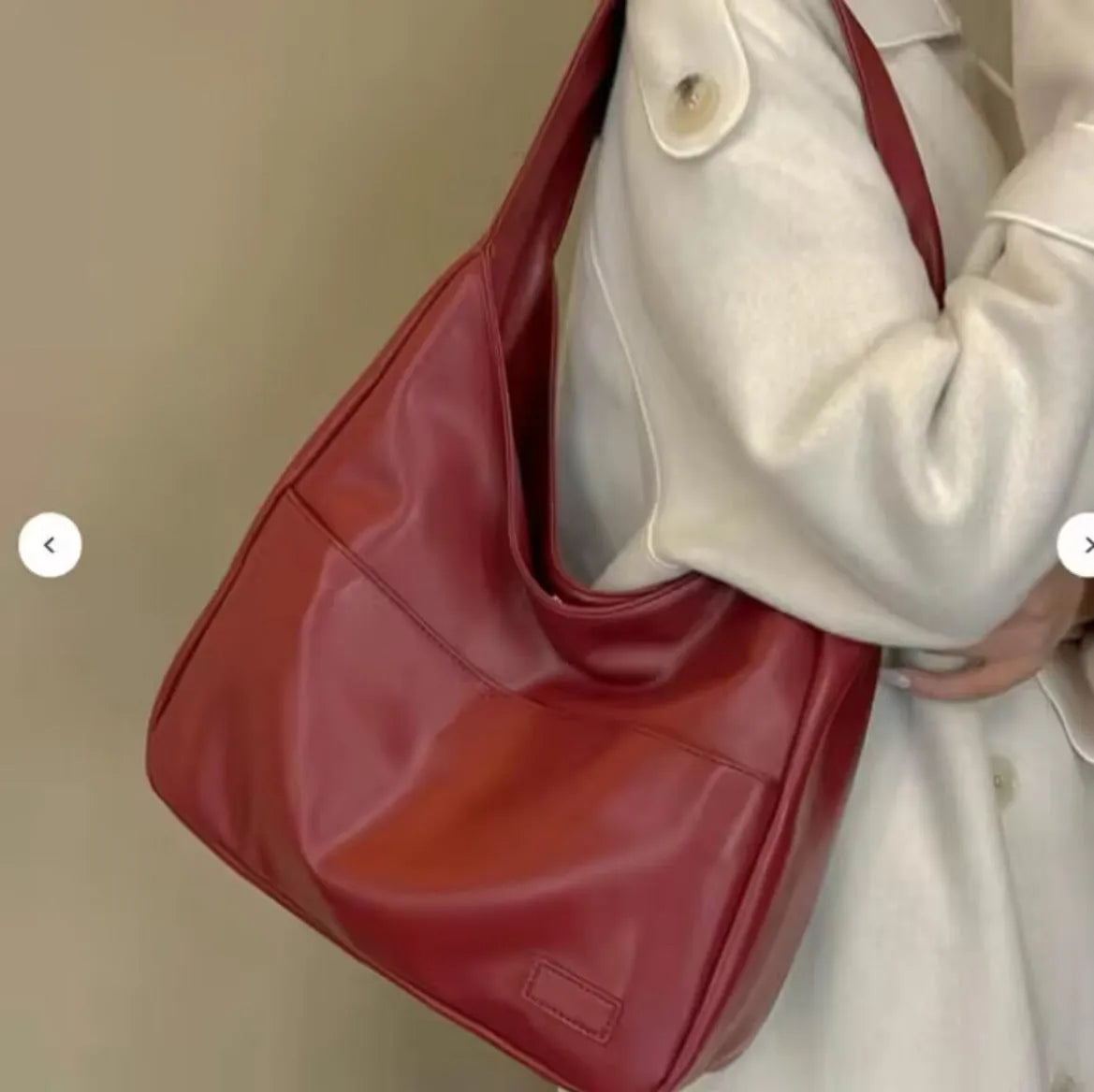 Women's European-American retro PU leather shoulder bag in horizontal square design