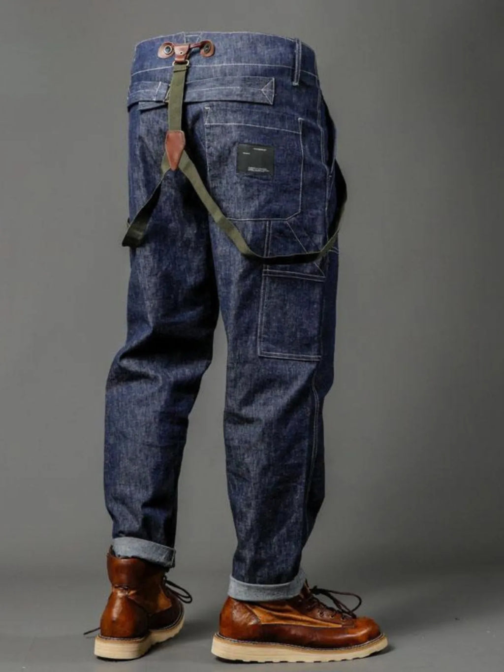 Blue men's straight strap polyester trousers for spring and autumn seasons flat lay