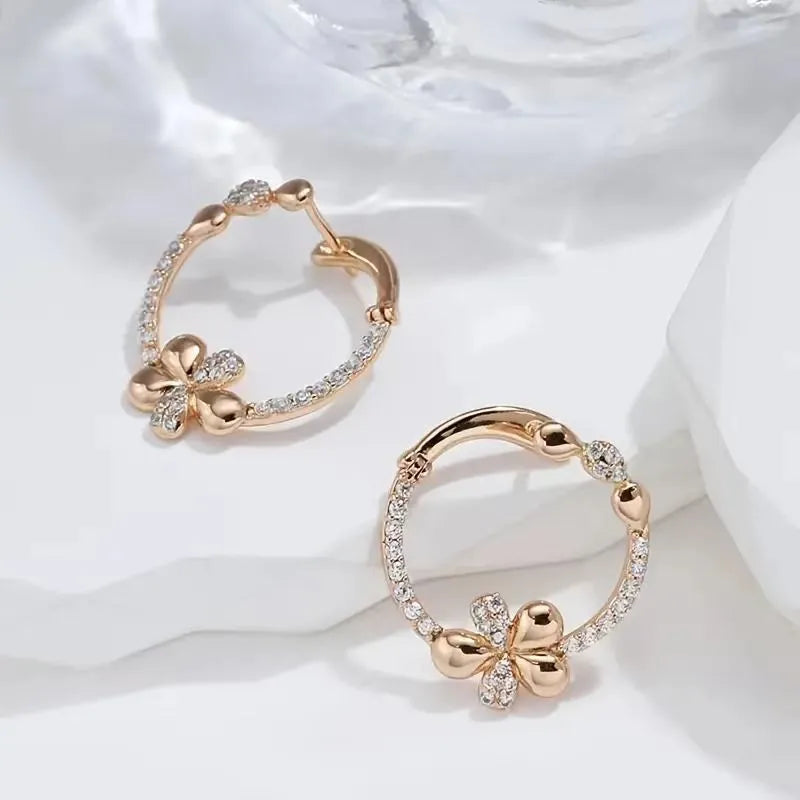 Copper round ring earrings with electroplated finish in colour EK13286-FD-01