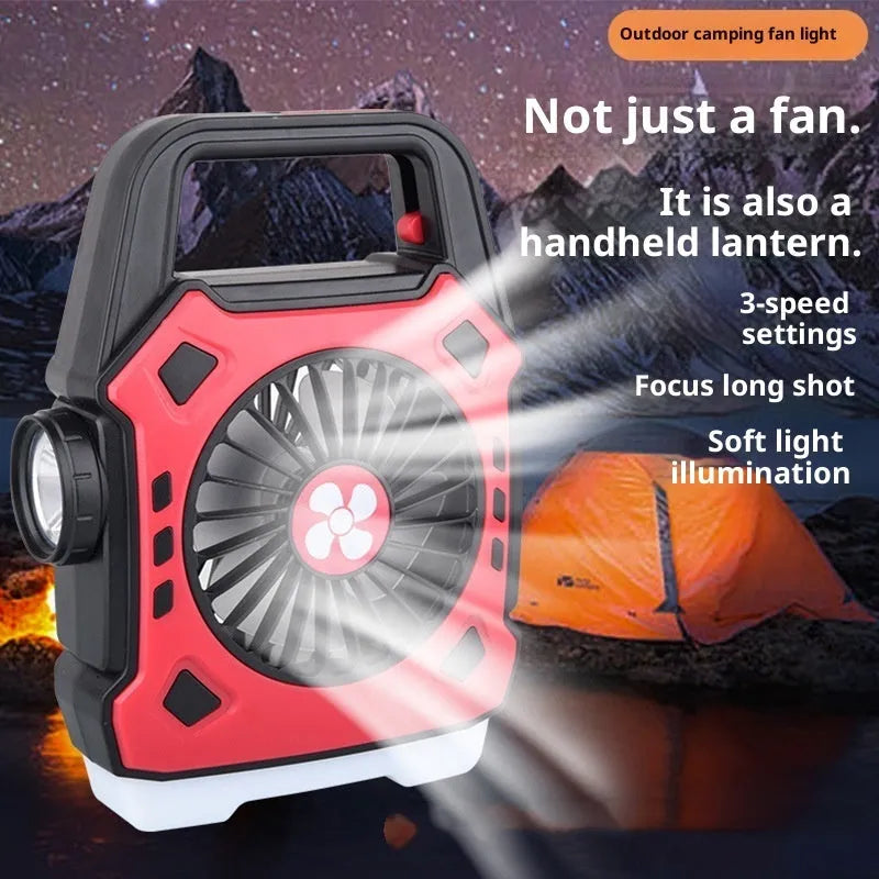 Multi-function fan light hand lamp with fast charging in black, blue, and red colour options