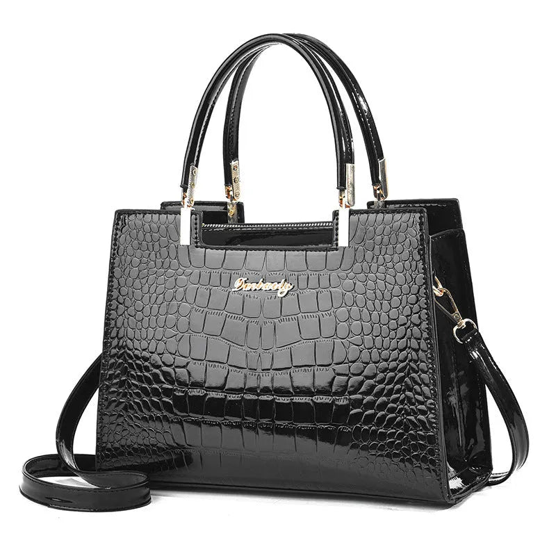 PU leather one-shoulder handbag in horizontal square shape showing colour options