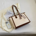 Soft PU leather commuter tote shoulder bag with open outer pocket and internal organisation