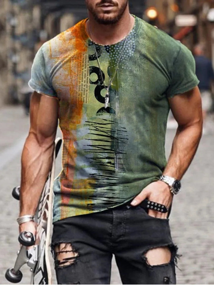 Men's camouflage print short-sleeve T-shirt in a loose fit