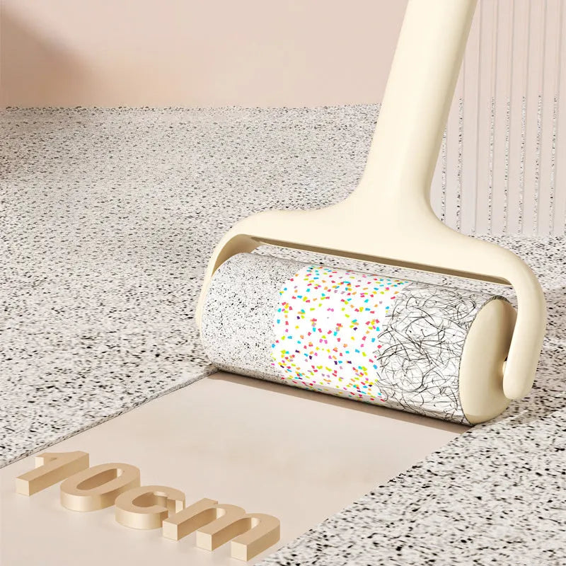 Green, yellow, and white replacement sticky paper roller cores for a hair removal brush