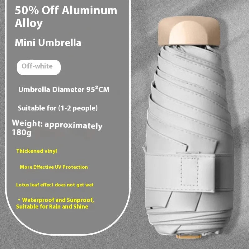 Five-fold manual umbrella with vinyl-laminated fabric in beige, black, blue, green, navy, pink, yellow or purple