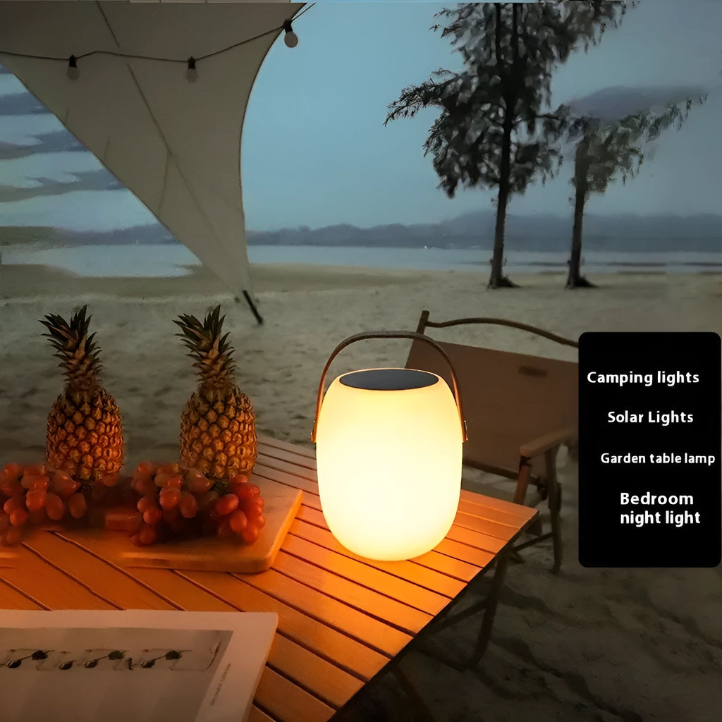 Solar garden ambience light white plastic IP65 outdoor decorative USB rechargeable 18x27cm