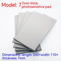 Black and grey plastic light-sensitive mat for calligraphy seals, showing 330mm by 110mm size.