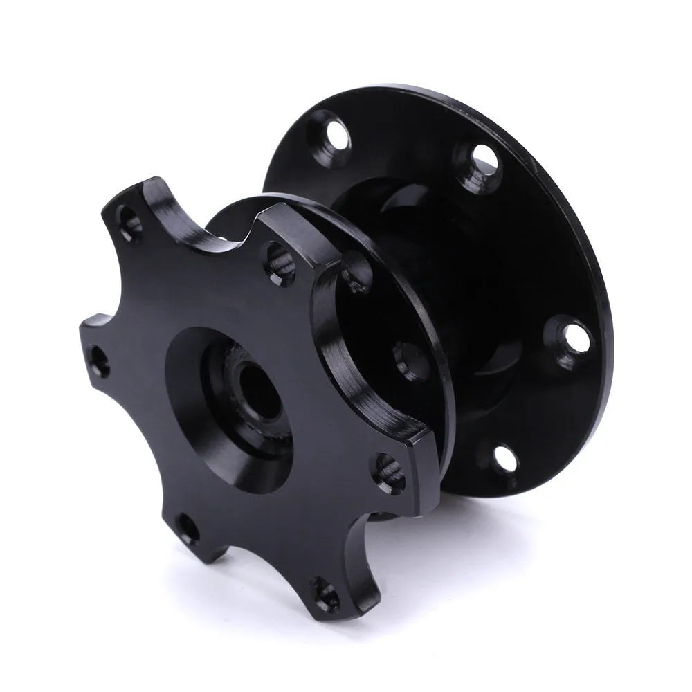 Car steering wheel quick release adapter in black, red, blue, silver, and gold colour options