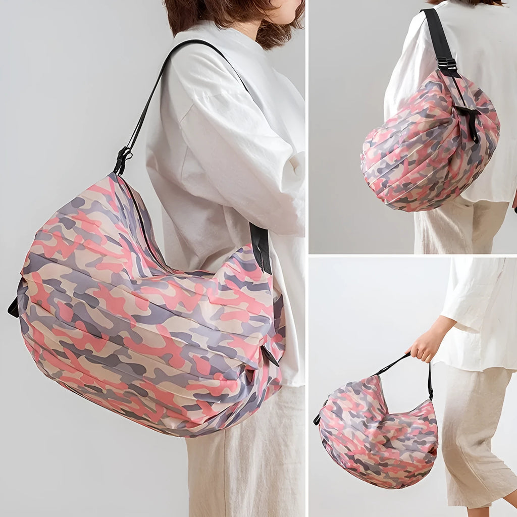 Foldable large-capacity 210D Oxford cloth storage tote bag with extended handle for hanging on doors and windows